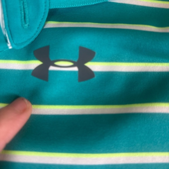 Under Armour Men's Striped Polo Shirts - Teal and Red - Picture 3 of 8